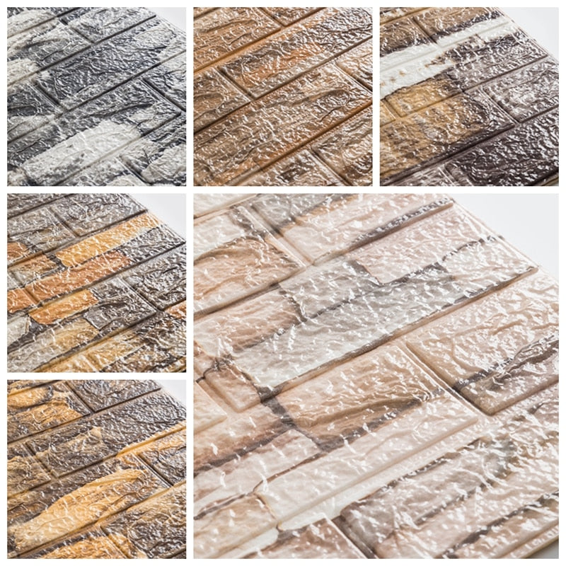 10pcs 3D Brick Pattern Waterproof Self-Adhesive Wallpaper | Bowlift