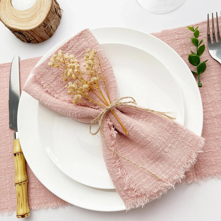 10pcs Napkin Reusable Tea Towel Table Décor Retro Burrs napkin | Bowlift