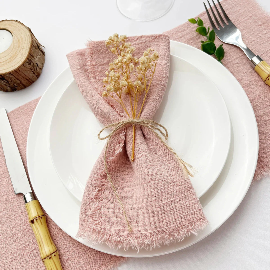 10pcs Napkin Reusable Tea Towel Table Décor Retro Burrs napkin | Bowlift