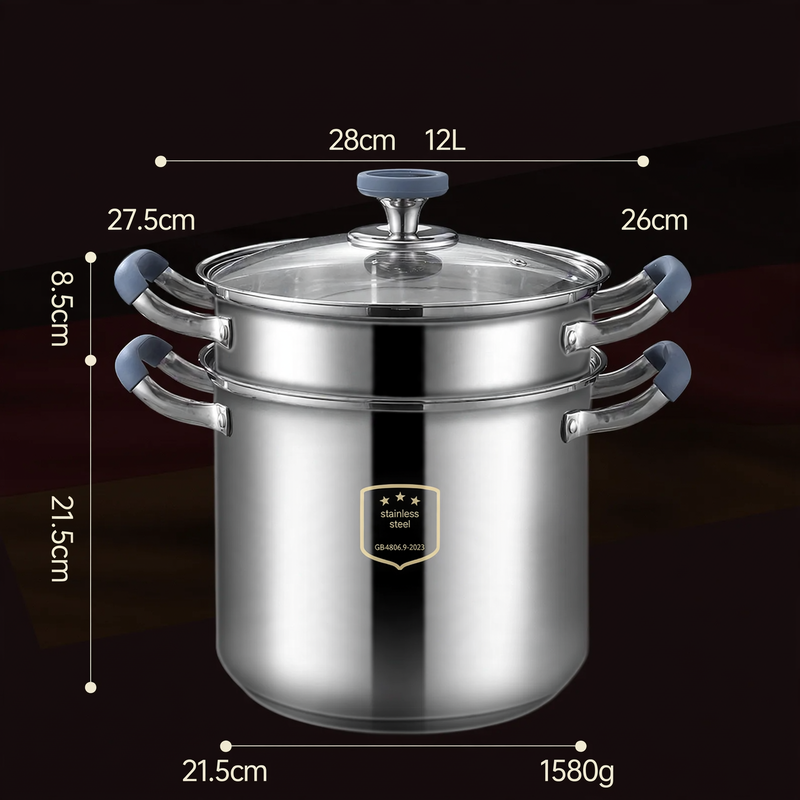 Stainless Steel Soup Pot 24 cm with Glass Lid