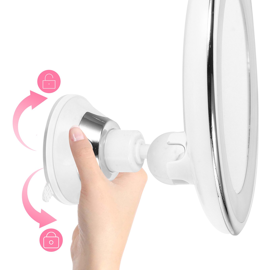 BowLift | Lunora LED Makeup Mirror | 10x Magnification | 360° Rotatable | Compact & Travel-Friendly