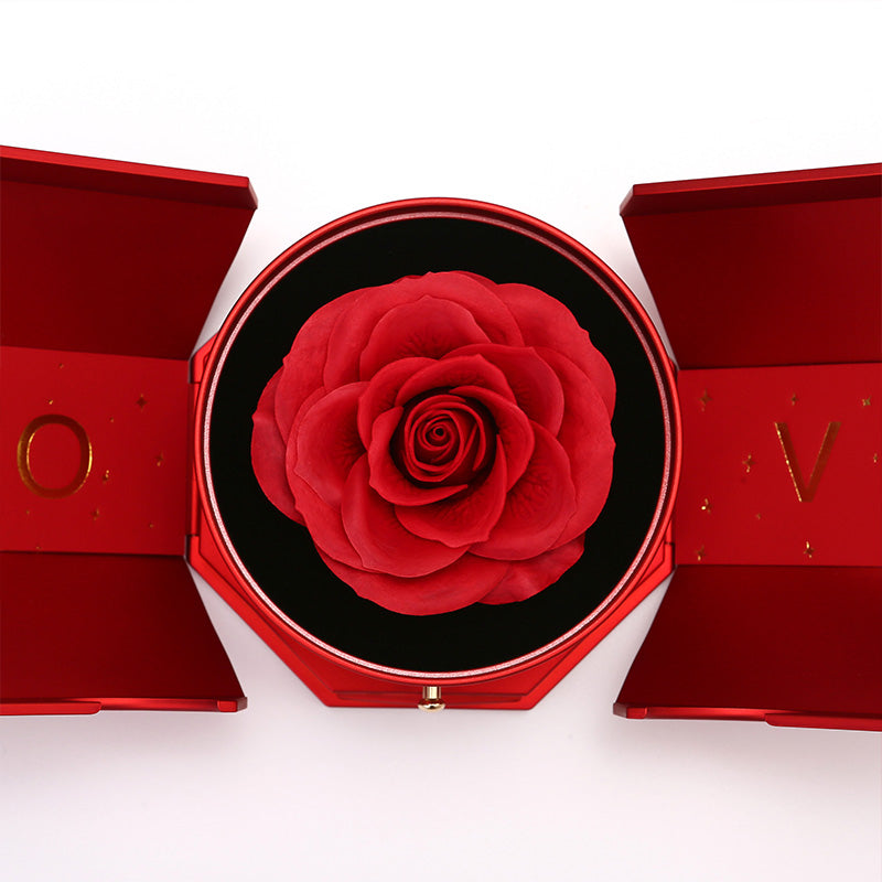 BowLift | EternalBloom | Romantic Rose Box with 14k White Gold Heart Necklace and Love Note
