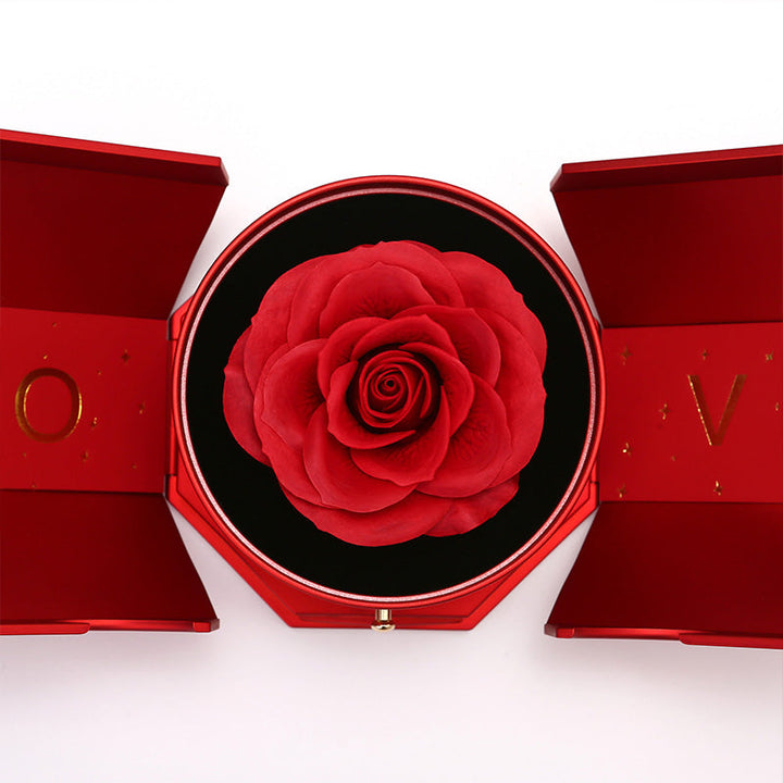 BowLift | EternalBloom | Romantic Rose Box with 14k White Gold Heart Necklace and Love Note