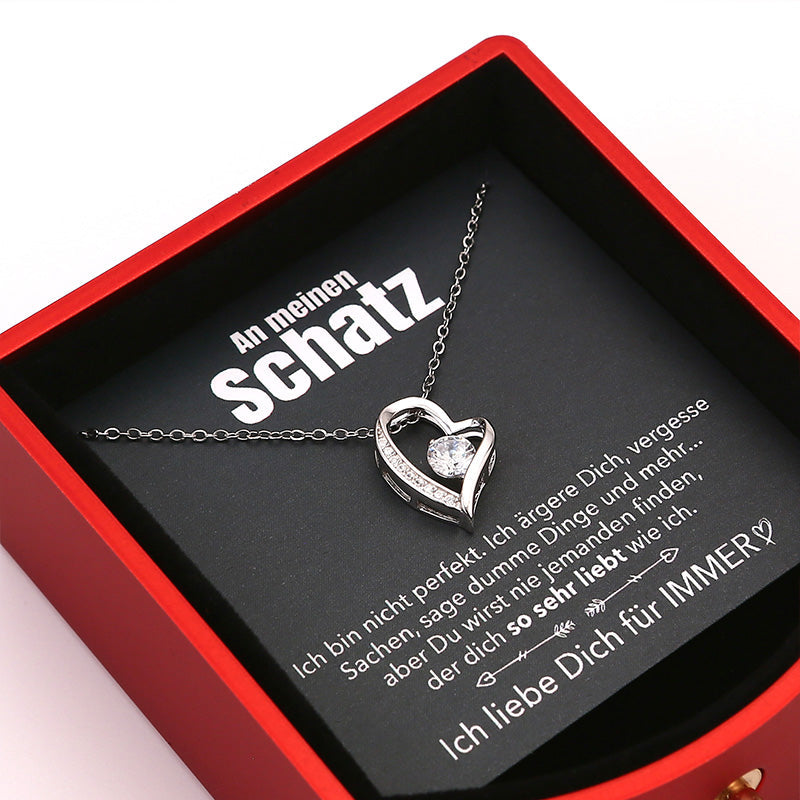 BowLift | EternalBloom | Romantic Rose Box with 14k White Gold Heart Necklace and Love Note