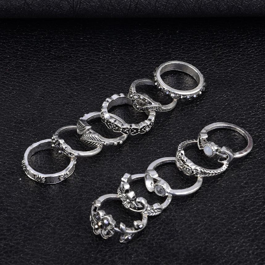 11 Piece Silver Stack Bohemian Above Knuckle Rings | Bowlift