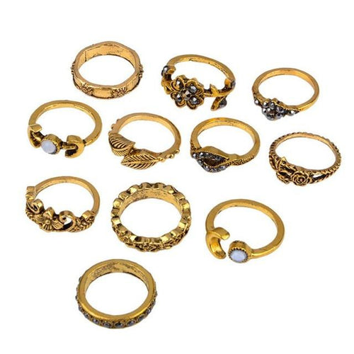 11 Piece Silver Stack Bohemian Above Knuckle Rings | Bowlift