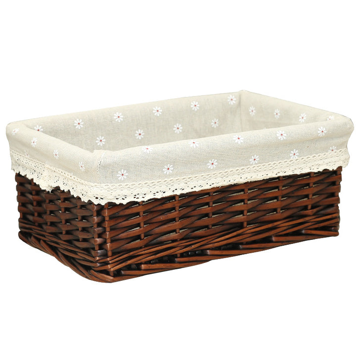 Women's storage basket made of woven natural material with decorative fabric cover Bowlift
