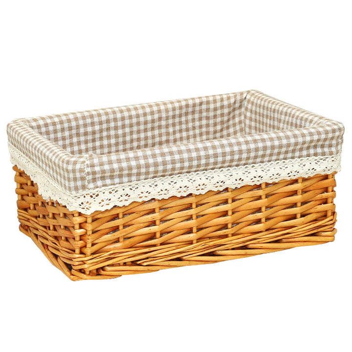 Women Braided Storage Basket with Romantic Fabric Lining Bowlift