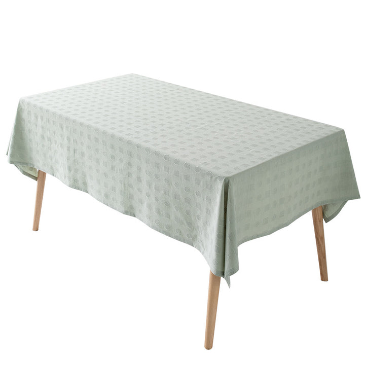 Tablecloth made of cotton blend with embossed square and circle relief Bowlift