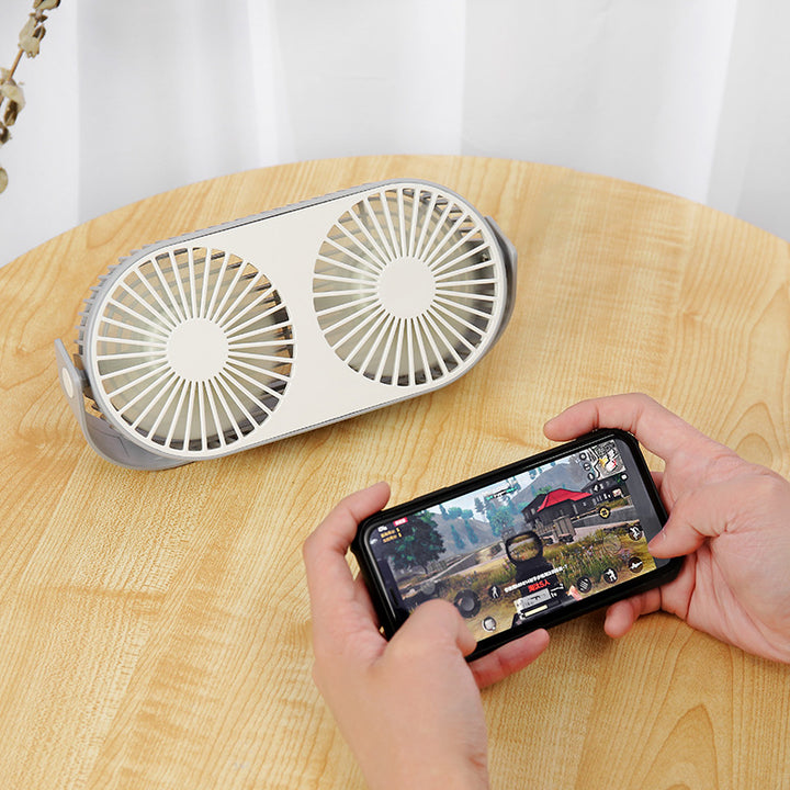 Dual-Head Portable Desk Fan Bowlift