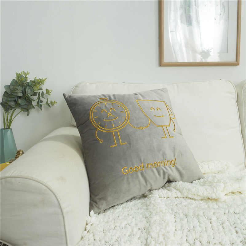 Decorative Throw Pillow with Elegant Embroidery