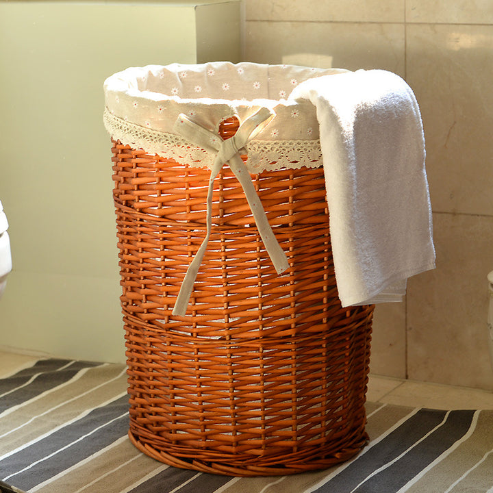 Women's laundry basket with decorative fabric lining and practical carrying handle Bowlift
