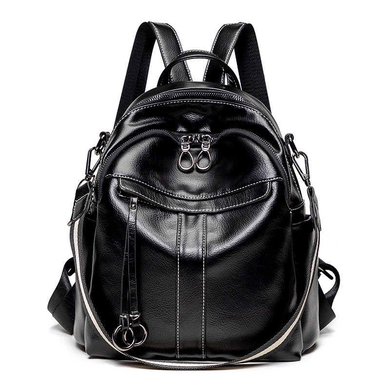 Stylish Multi-Pocket Leather Backpack