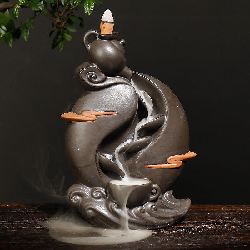 Elegant Ceramic Waterfall Incense Holder