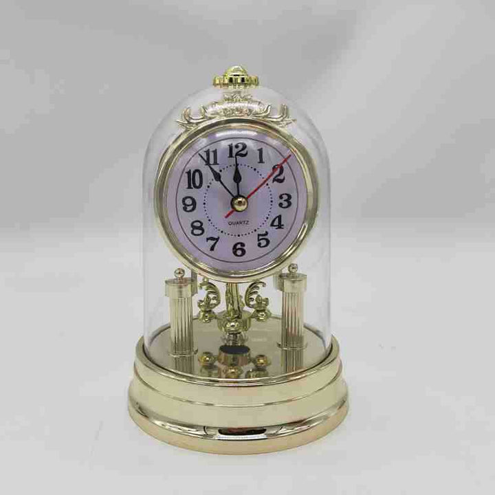 Classic table clock in elegant glass case Bowlift