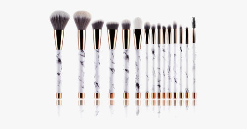 BowLift | Pro Makeup Brush Set of 15 with Rose and Marble Pattern - Perfect for all Makeup Applications