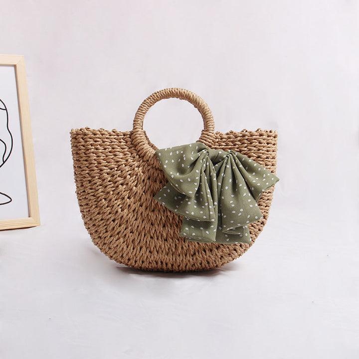 Braided basket bag with decorative scarf Bowlift