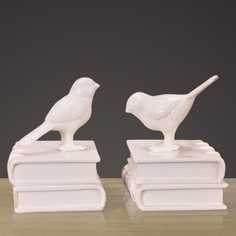 Decorative Bookends with Bird Figurines