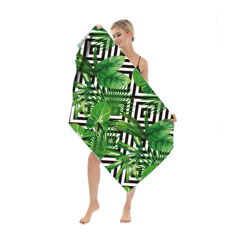 Beach towel with modern leaf and geometric design Bowlift
