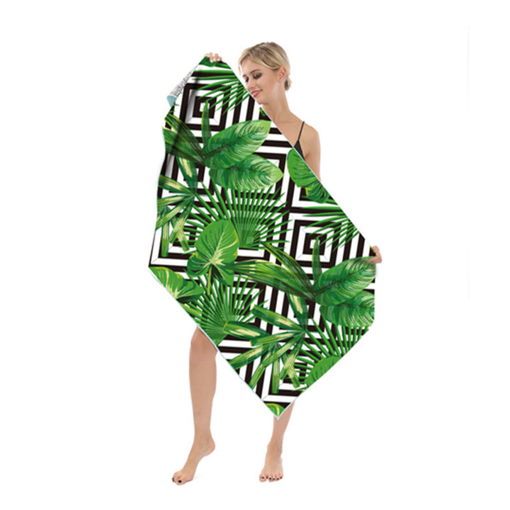 Beach towel with modern leaf and geometric design Bowlift
