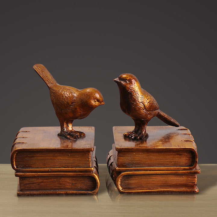 Decorative Bookends with Bird Figurines