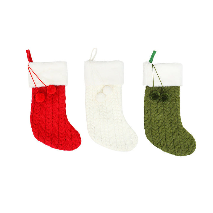 BowLift | Christmas decorations knitted wool thick white stocking