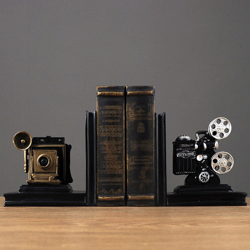 Vintage Camera and Film Projector Bookends