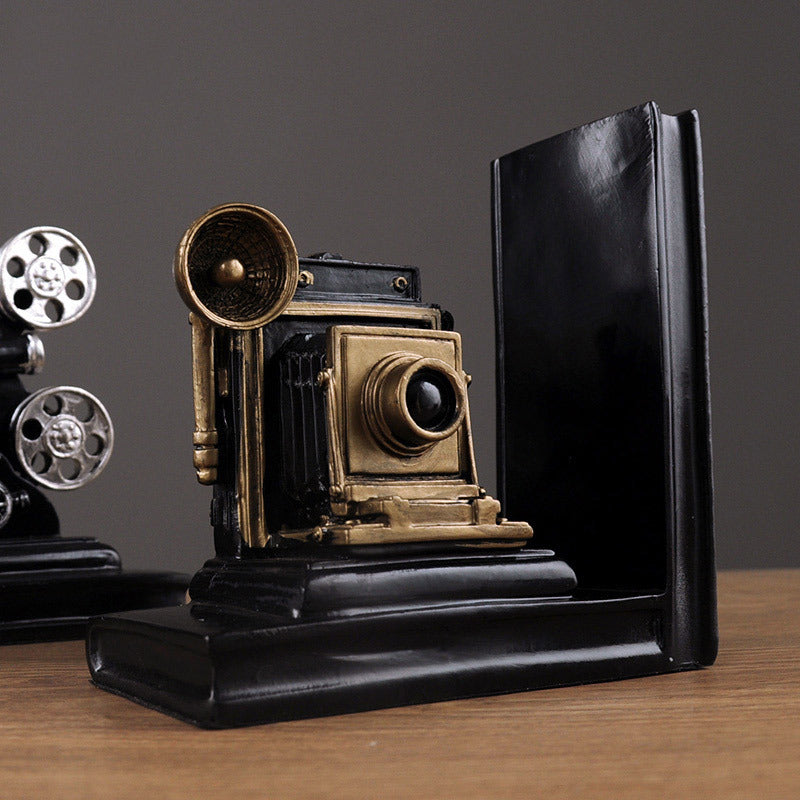 Vintage Camera and Film Projector Bookends