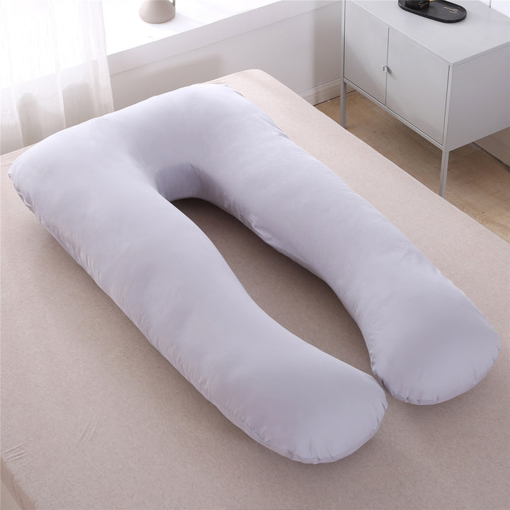 full-body U-shaped pregnancy support pillow with ergonomic lumbar and hip contour and removable breathable cover Bowlift