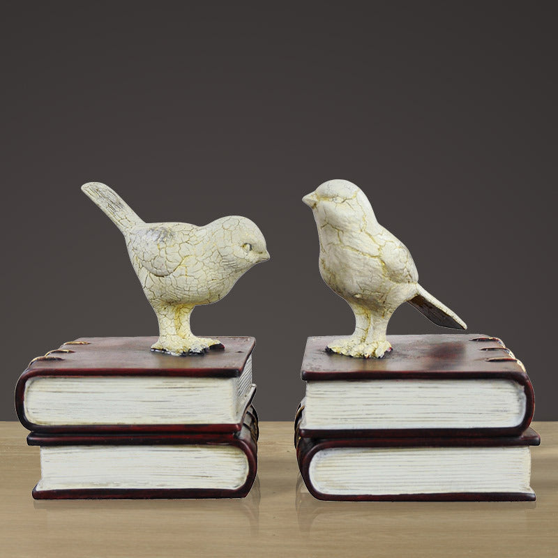 Decorative Bookends with Bird Figurines