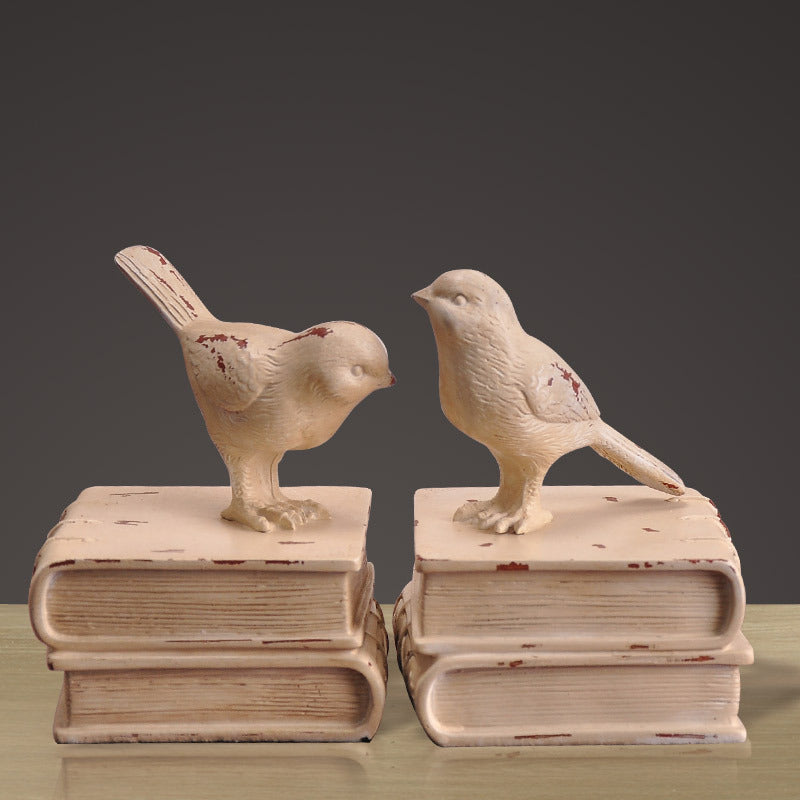 Decorative Bookends with Bird Figurines