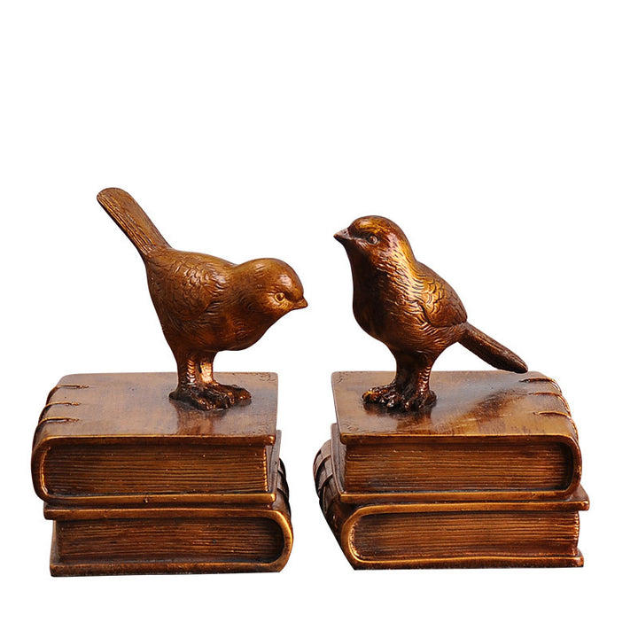 Decorative Bookends with Bird Figurines