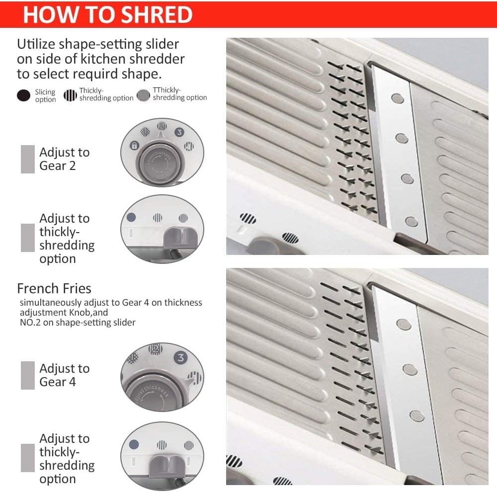 BowLift | Mandoline Vegetable Slicer | Adjustable 304 Stainless Steel Blades for Even Slices, Sticks & Cubes in Professional Kitchen Use