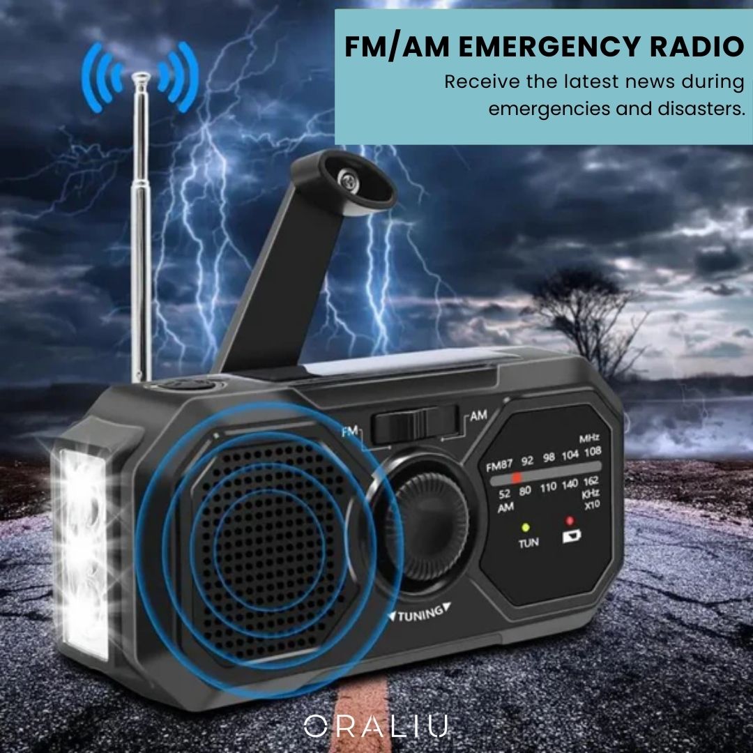 BowLift | Portable Emergency Radio – Solar & Hand Crank Powered