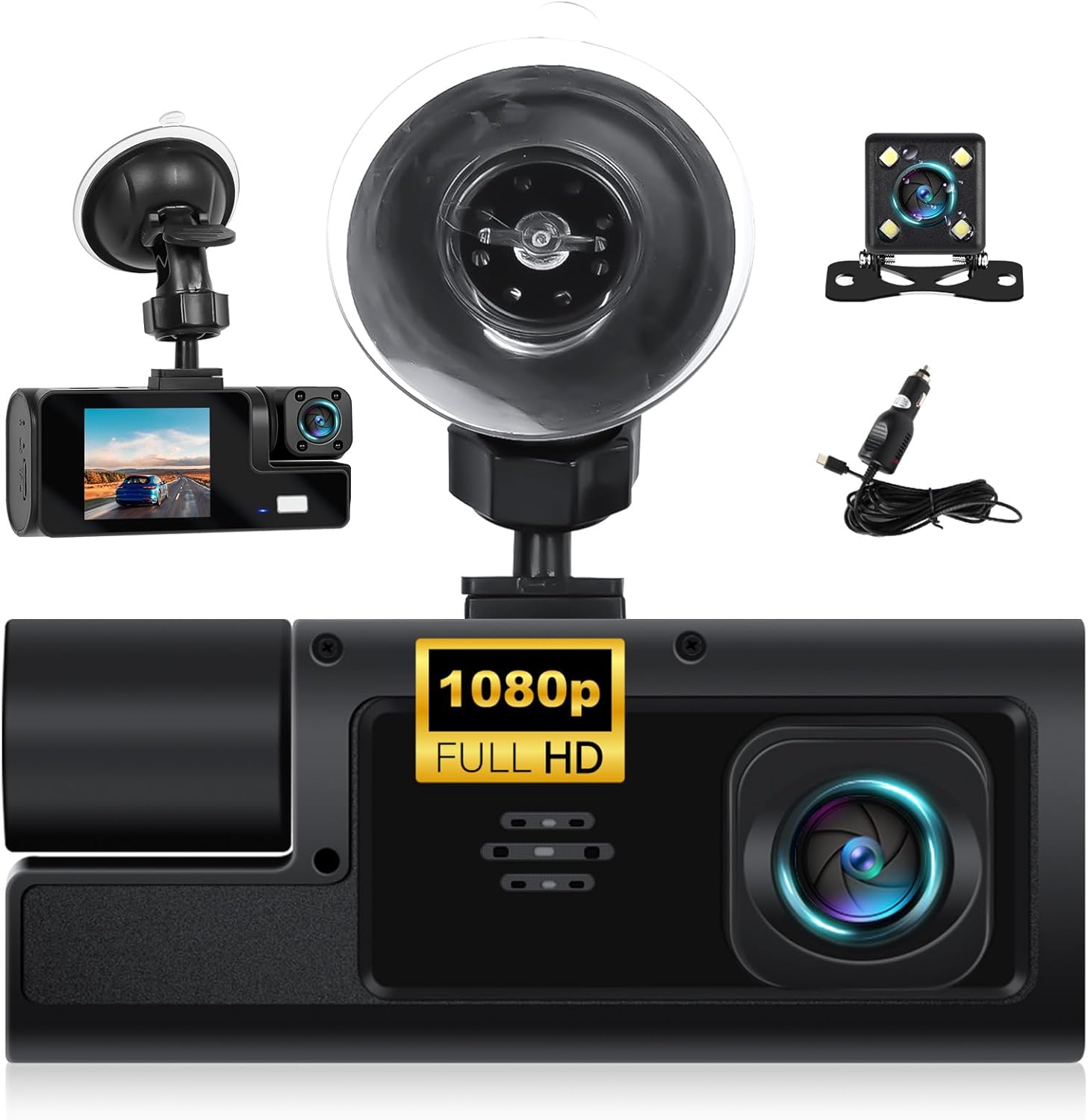 BowLift | 3 Channel Dash Cam Front and Rear Inside