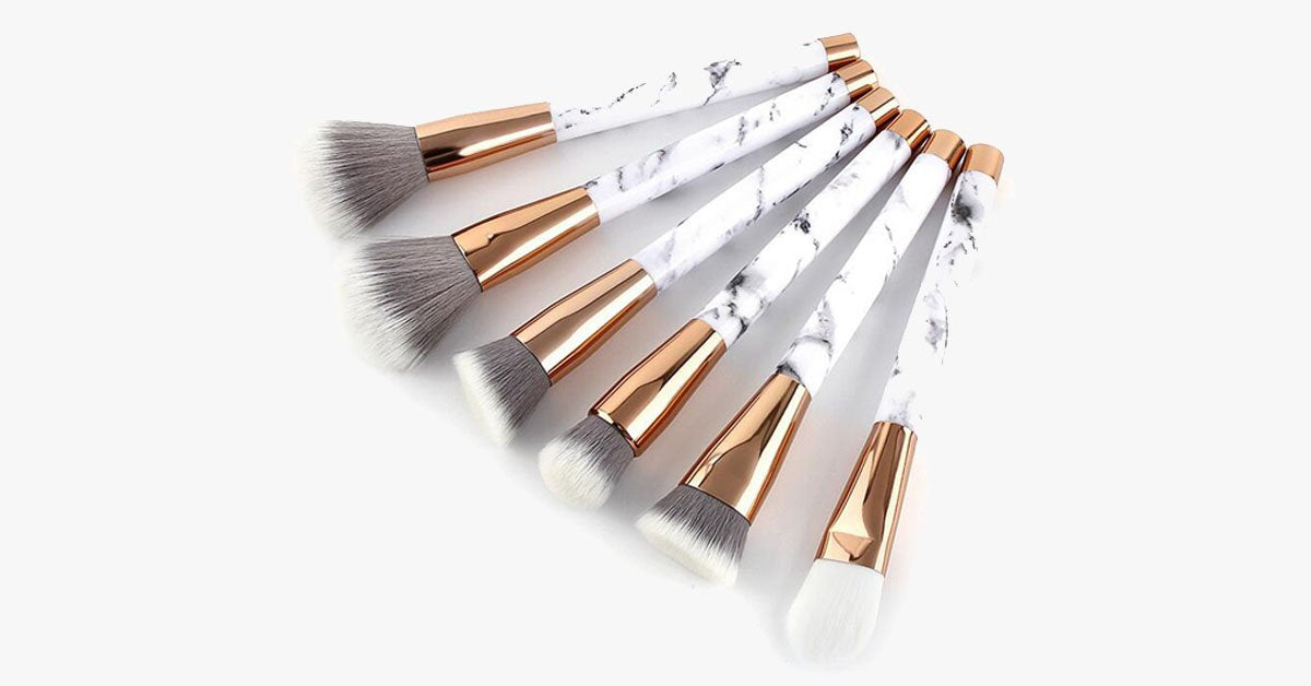 BowLift | Pro Makeup Brush Set of 15 with Rose and Marble Pattern - Perfect for all Makeup Applications