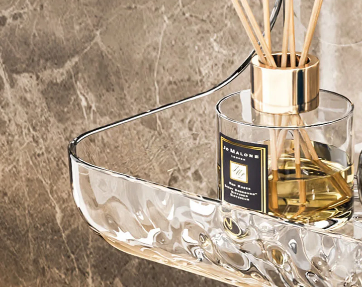 ClearGrip Acrylic Wall Shelf without Drilling – Transparent Bathroom Shelf for Cosmetics, Shampoo & More Bowlift