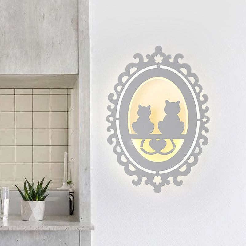 BowLift | Kitten Kitchen Wall Lighting Acrylic LED Nordic Wall Lamp with Oval Frame in White