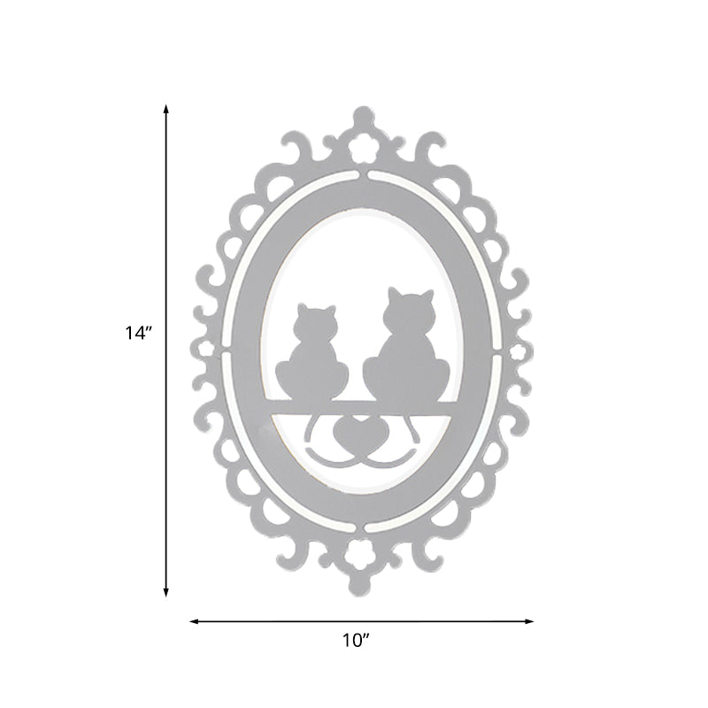 BowLift | Kitten Kitchen Wall Lighting Acrylic LED Nordic Wall Lamp with Oval Frame in White