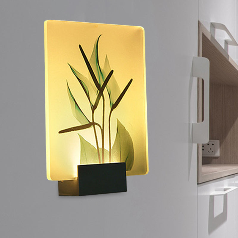 BowLift | Corner LED Wall Lighting Modern White Wall-Mounted Lamp with Flower/Bird Patterned Acrylic Shade