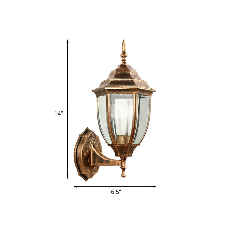BowLift | One-Pear-Wall-Light with Lantern Shade made of Clear Glass Industrial Outdoor Wall Light Lighting System