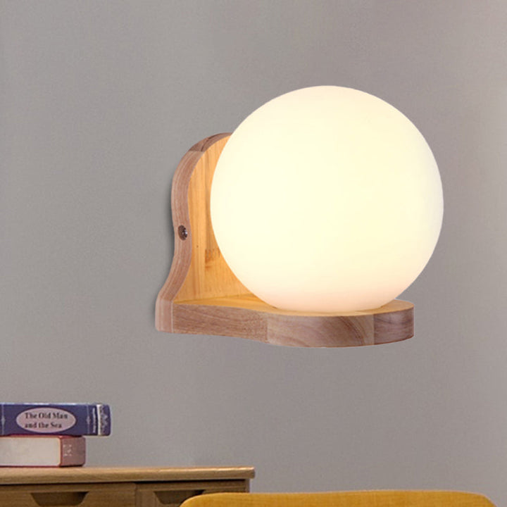 BowLift | Balcony Study Room Ball Wall Painting Lighting Milk Glass 1 Light Simple Style White Wall Lamp