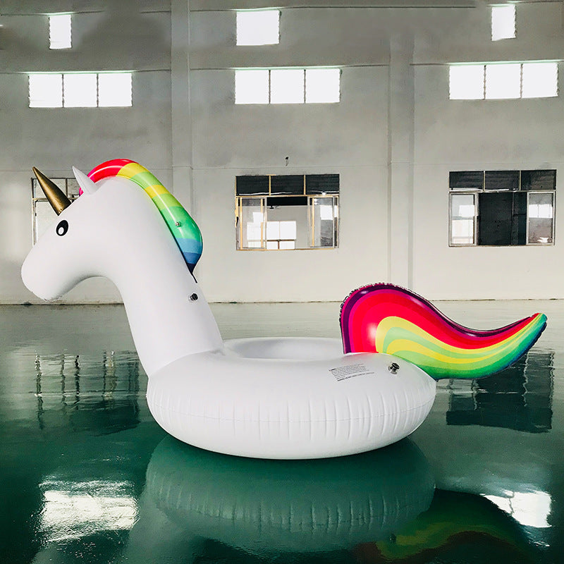 Women's inflatable unicorn swim ring with colorful design Bowlift