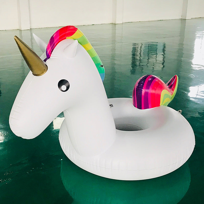 Women's inflatable unicorn swim ring with colorful design Bowlift