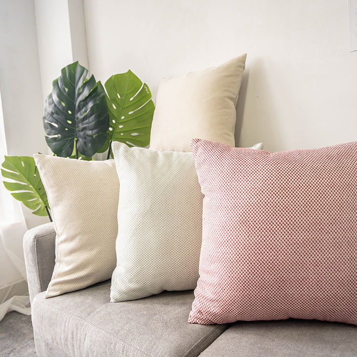 Square decorative pillow cover with micro-structured dot binding and concealed zipper Bowlift
