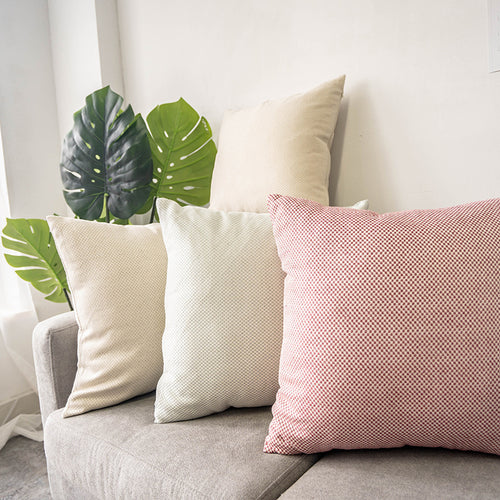 Square decorative pillow cover with micro-structured dot binding and concealed zipper Bowlift