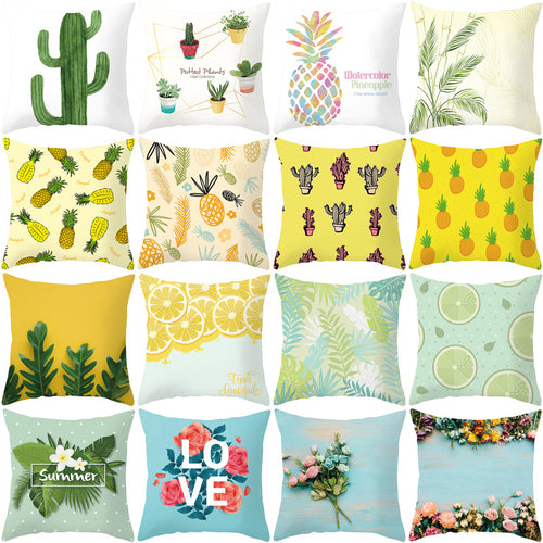 Tropical Pineapple and Banana Pattern Decorative Throw Pillow Cover