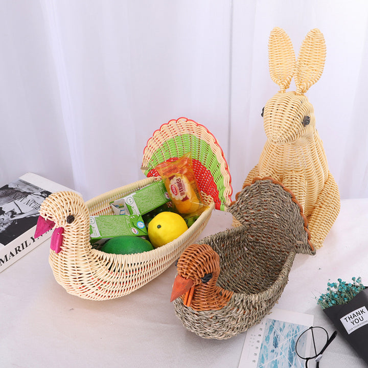 Decorative Woven Dog-Shaped Storage Basket Bowlift