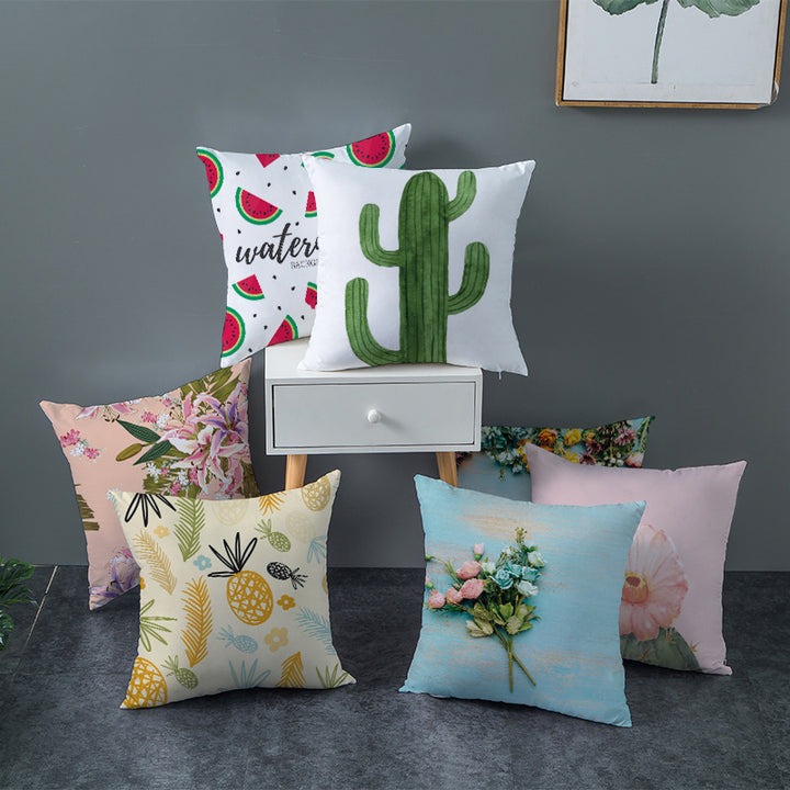 Tropical Pineapple and Banana Pattern Decorative Throw Pillow Cover