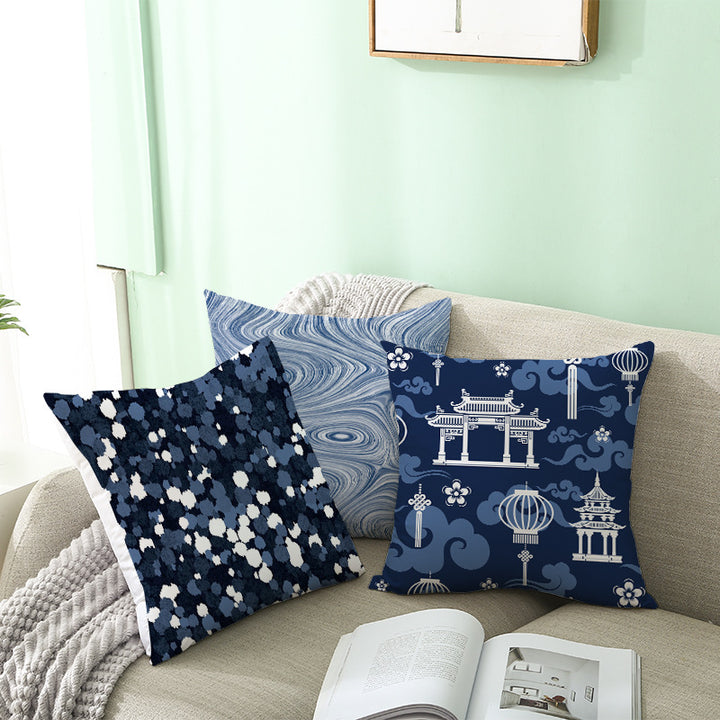 Decorative Marble Swirl Linen Throw Pillow Cover